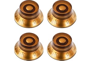 Banworks Electric Guitar Control Knobs 2 Tone 2 Volume '50s Style Knobs Metric 6mm (15/64") 18-Spline Bell Top Hat Knobs for Epiphone Les Paul LP SG Electric Guitars Pack of 4 JT/XN-01 Light Amber