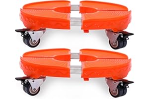 WOOYAN 2Packs Orange Plant Caddy with Wheels,15-20inch Adjustable Rolling Heavy Duty Plant Stand with Casters Large Plant Dolly Cart for Indoor Outdoor Planter, Vertical Garden Tower, Plant Pots