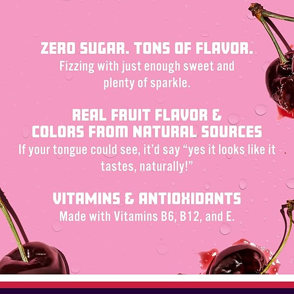 SPARKLING ICE, BLACK CHERRY SPARKLING WATER, ZERO SUGAR FLAVORED WATER, WITH VITAMINS AND ANTIOXIDANTS, LOW CALORIE BEVERAGE, 17 FL OZ BOTTLES (PACK OF 12)