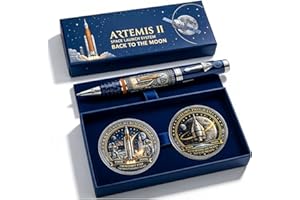 Artemis II Back to the Moon Commemorative Pen, Space Shuttle Collectible Pen with Coin Gift Set, Astronaut Theme Writing Pen 
