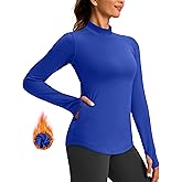 G Gradual Thermal Shirts for Women Long Sleeve Mock Neck Fleece Tops Running Workout Cold Weather Gear with Zip Pocket