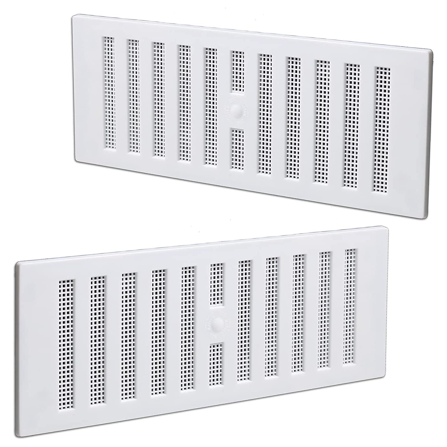 9 x 3 Adjustable Flyscreen Vents White Plastic Internal Vent Covers Hit & Miss Air Vent Cover Ventilation Grilles Air Vent Grille Cover for Cupboard Wardrobe Ventilation Pack of 2.