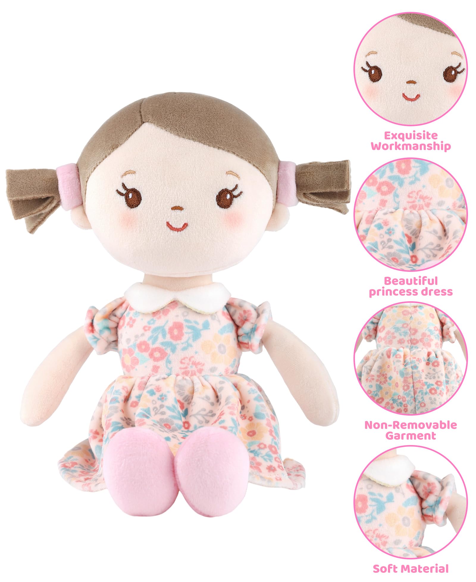 GAGAKU Weiche Plüsch-Babypuppe für Mädchen (12 Zoll) – Mein erstes Babypuppengeschenk für 1-jährige Mädchen, Kleinkinder und Säuglinge, maschinenwaschbares Stoffpuppenspielzeug 2