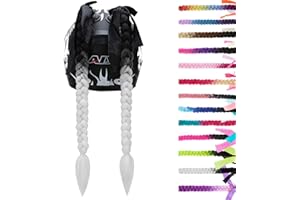 SEGO 1PCS/2PCS Helmet Pigtail Braids with Detachable Suction Cup Bowknot Ponytail Hair Many Colors (Helmet not Included)