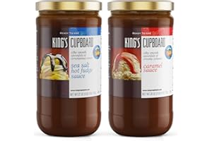 KING'S CUPBOARD Caramel Sauce and Sea Salt Hot Fudge Combo Pack - 2 jar Dessert Sauce and Ice Cream Topping, Chocolate and Caramel Syrup, Perfect for Baking, Ice Cream and as a Fruit Dip