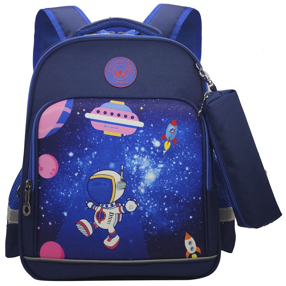 Zocnuio Cute Children's Schoolbag Cartoon Printing Kids Backpack for Elementary Student Book Bag (LD8775-Blue Astronaut)