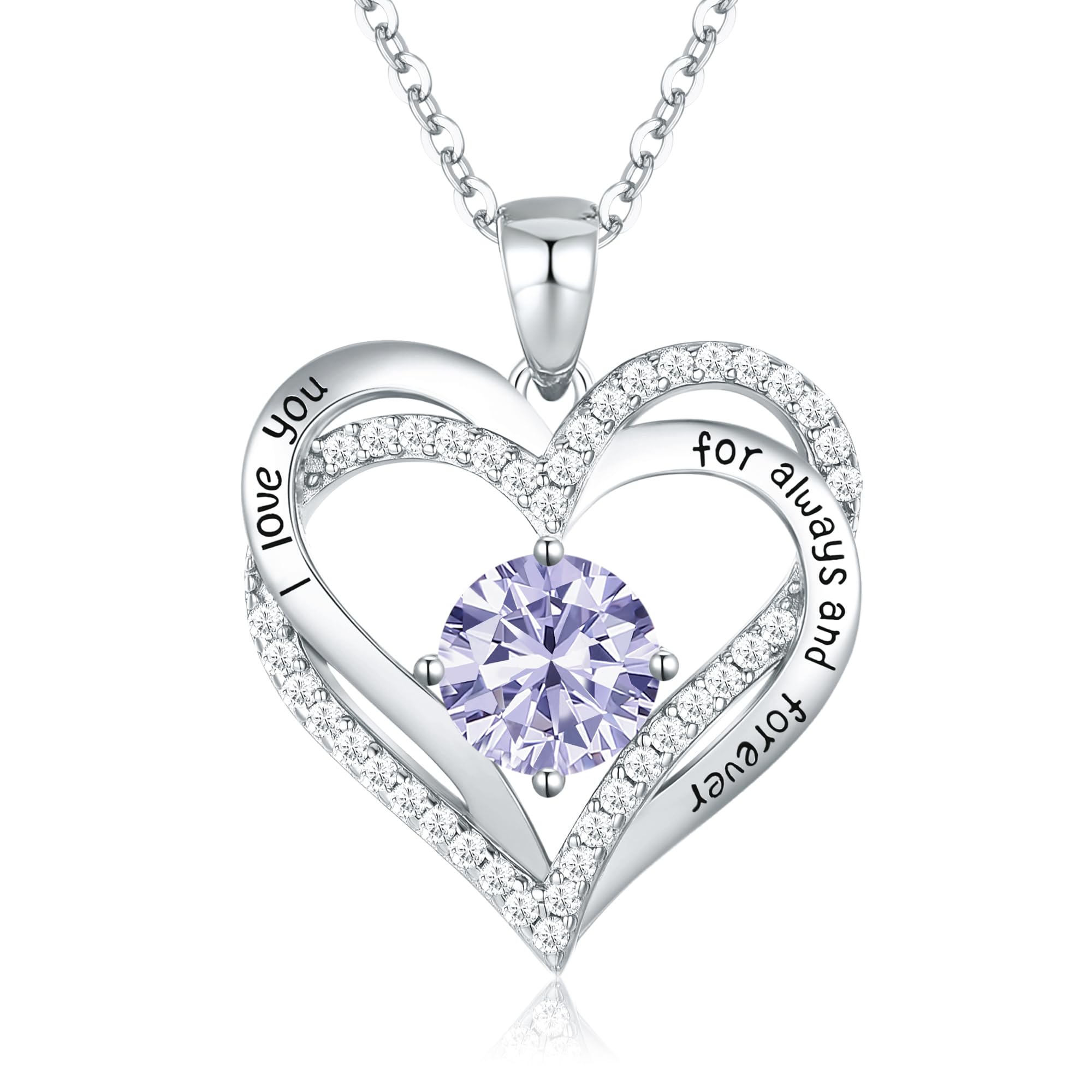 CDE Necklaces for Women Birthstone Pendant, Sterling Silver Love Heart Jewellery Gifts for Mum Her Wife Girlfriend Anniversary Birthday Mothers Day Christmas Valentine's Day — image 1