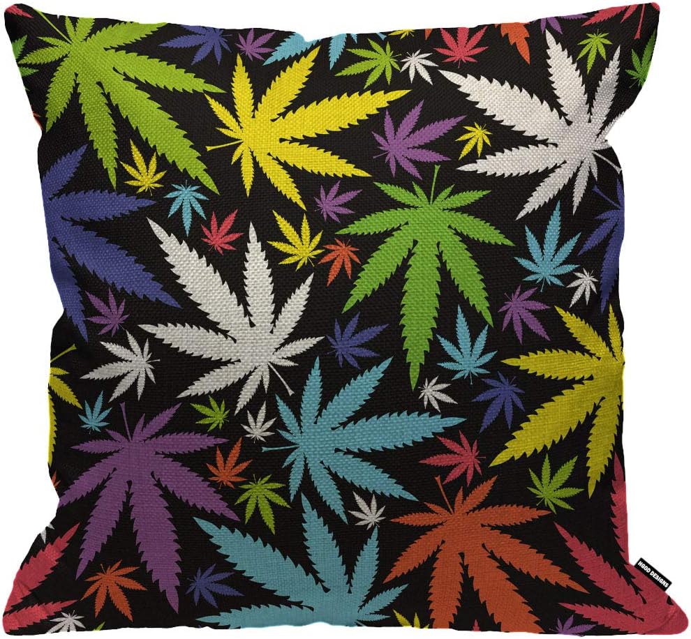 HGOD DESIGNS Cushion Cover Marijuana Weed Leaf Colorful Cannabis,Throw