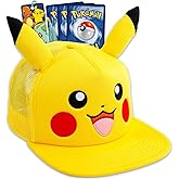 Pokemon Hat for Children Set - Bundle with Pikachu Baseball Cap with 3D Ears for Kids Plus Bookmark, More | Pikachu Apparel for Boys, Girls
