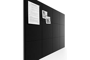 Bumusty Large Cork Board 47"x35" Alternative - 12 Pack Felt Wall Tiles with 70 Safe Removable Adhesive Tabs, 30 Pushpins, Cork Boards for Walls Pin Board Bulletin Board Office Decor (Black)