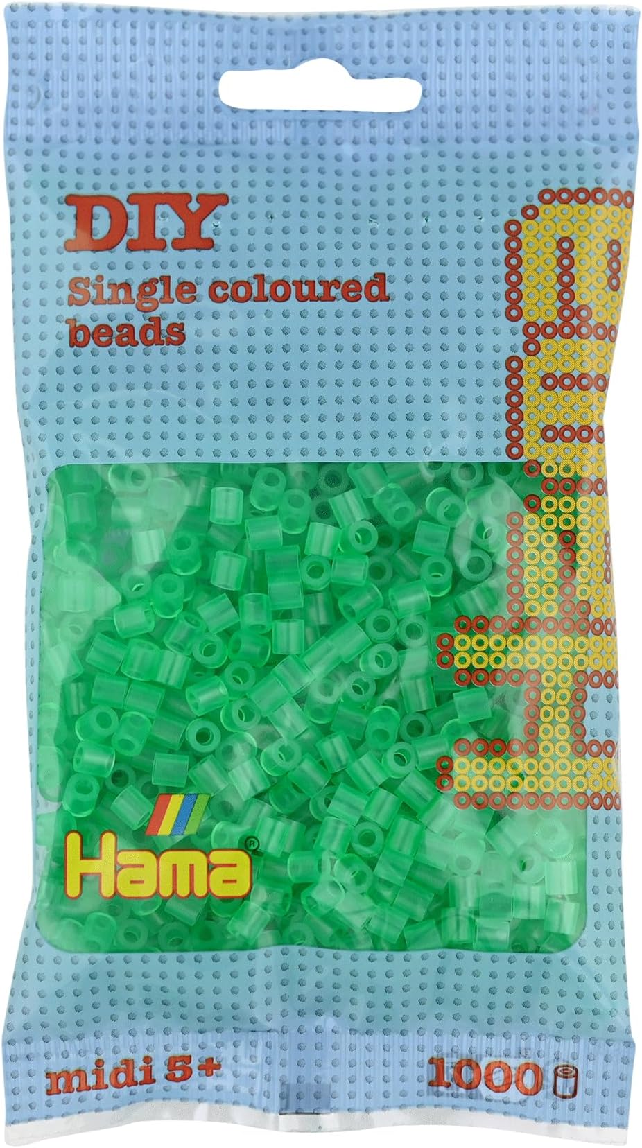 Hama 207-16 Beads Translucent Green 1000 Midi Beads Brand New