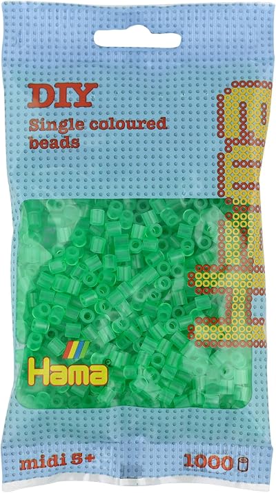 Hama 207-16 Beads Translucent Green 1000 Midi Beads Brand New