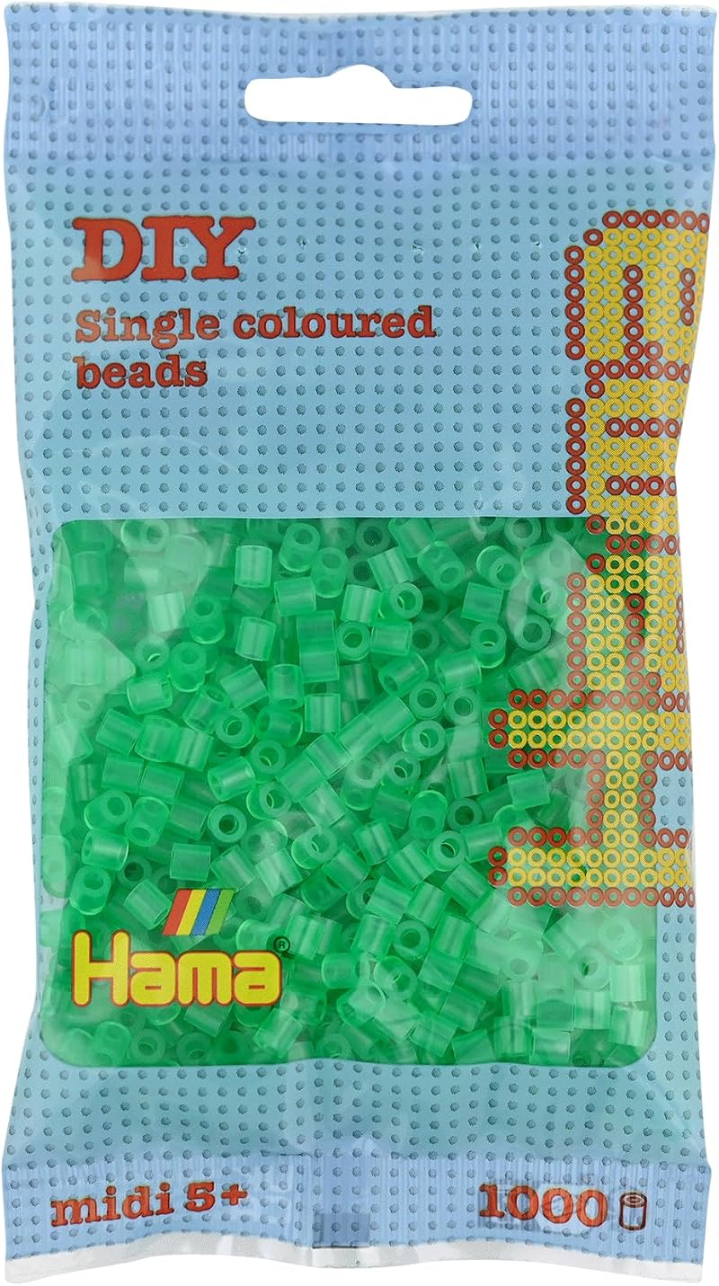 Hama 207-16 Beads Translucent Green 1000 Midi Beads Brand New