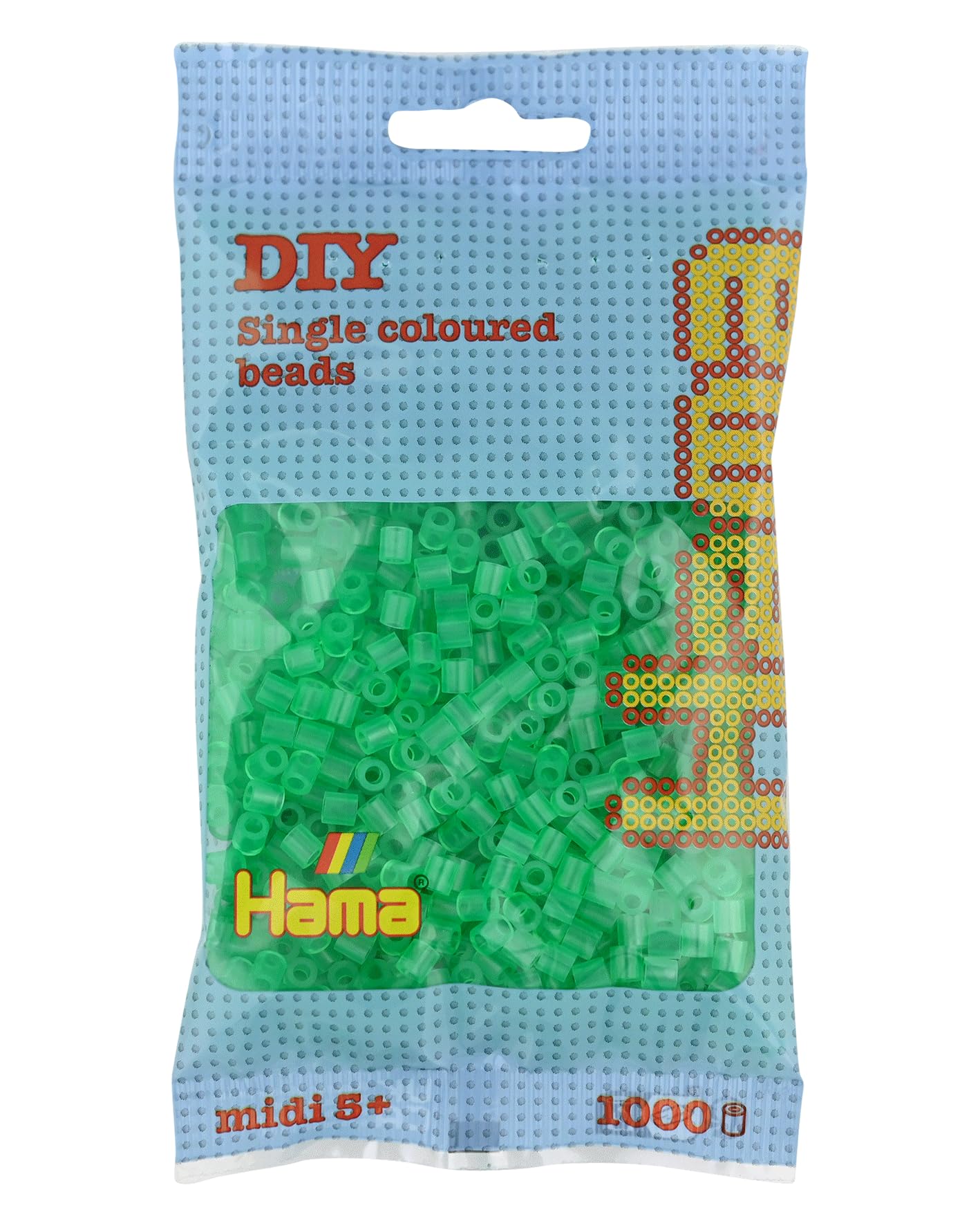 Hama 207-16 Beads - Translucent green (1000 Midi Beads)