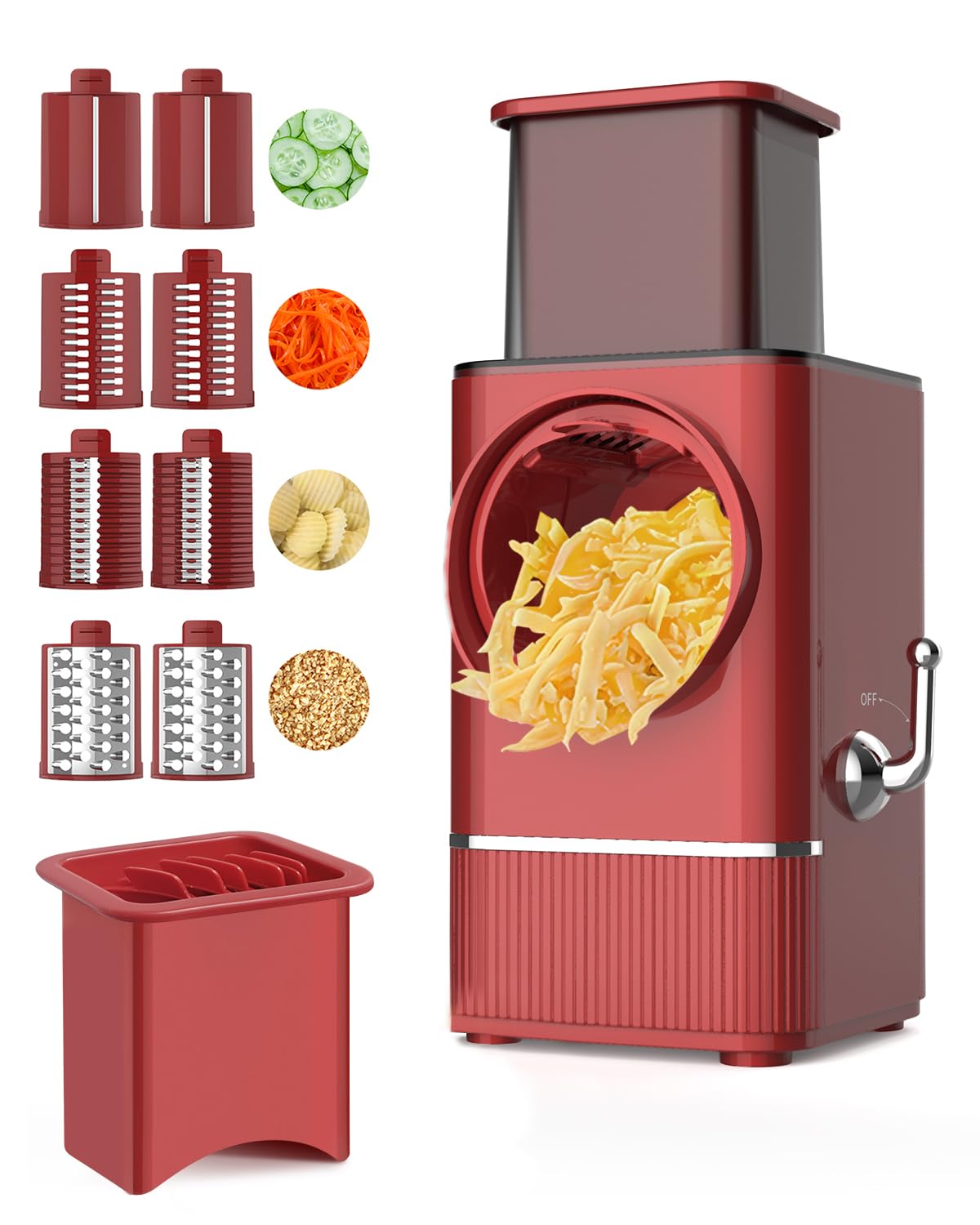 Photo 1 of Electric Cheese Grater Salad Maker - Potato Carrot Cheese Shredder Electric with 8 Multi Blades | Electric Vegetable Slicer Automatic Cheese Grater for Block Cheese Vegetable Fruit Nuts Food Processor