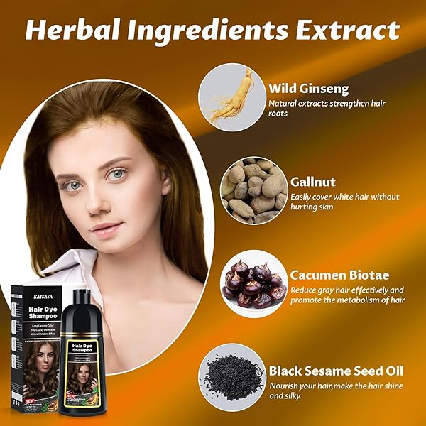 BOJICA HAIR DYE SHAMPOO FOR WOMEN & MEN, 3 IN 1 PERMANENT SHAMPOO FOR COLOR TREATED HAIR, NATURAL HERBAL INGREDIENTS SHAMPOO FOR GREY HAIR COVERAGE, LIGHT BROWN-16.9 FL OZ