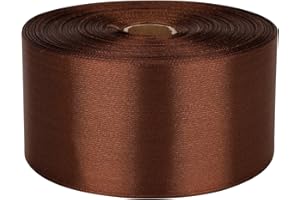 Nsilu 2 inch Brown Satin Ribbon 50 Yards Solid Fabric Ribbons Roll for Gift Wrapping, Satin Weddings,Flower Bouquet, Invitations,Sewing,Party Decorations, Holiday Decorating and More