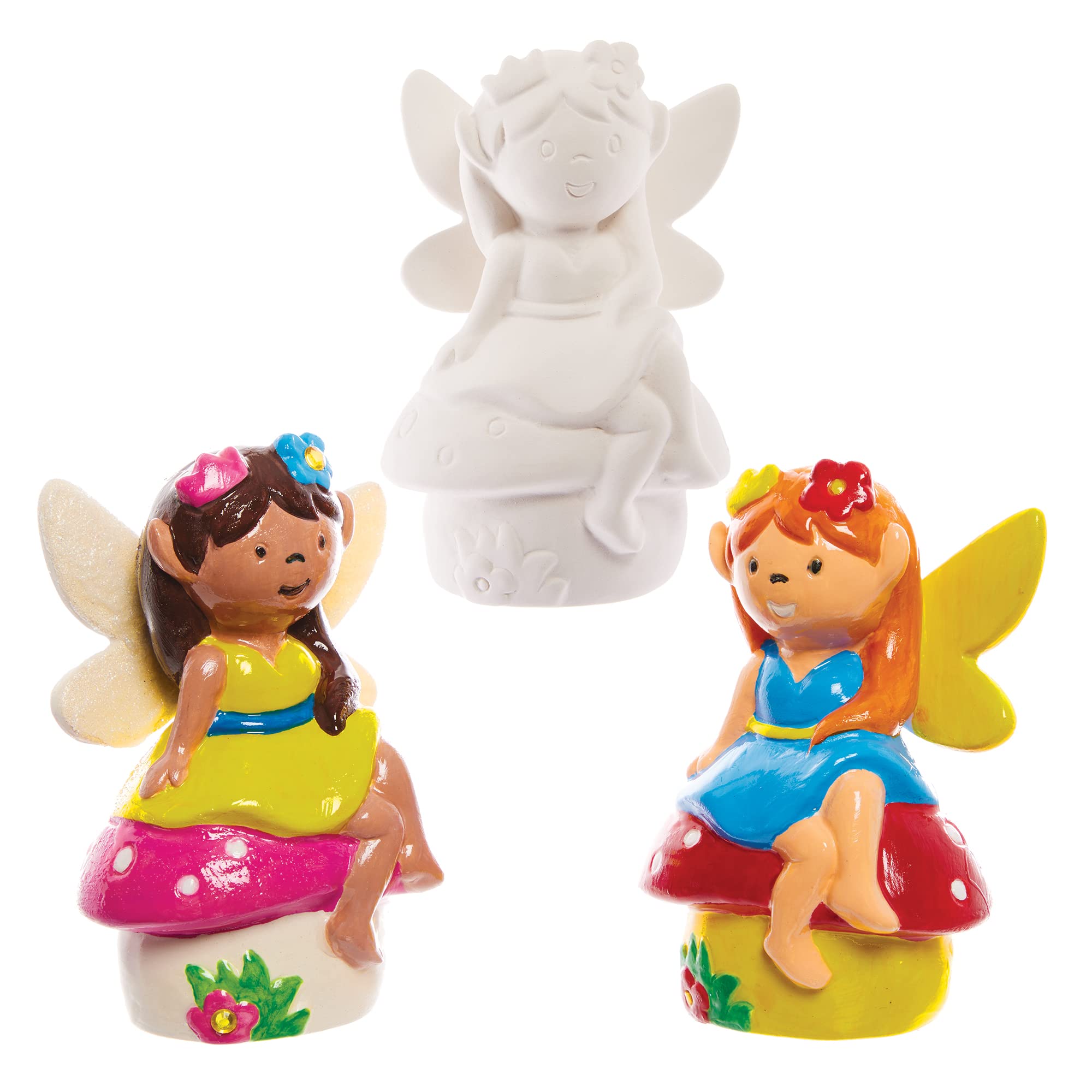 Baker Ross FX590 Ceramic Garden Fairies - Box of 4, Ceramic Model Painting for Kids
