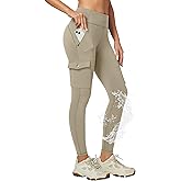 Ewedoos Hiking Pants Women Leggings with Zipper Pockets Water Resistant Workout Compression Leggings Tummy Control UPF50+