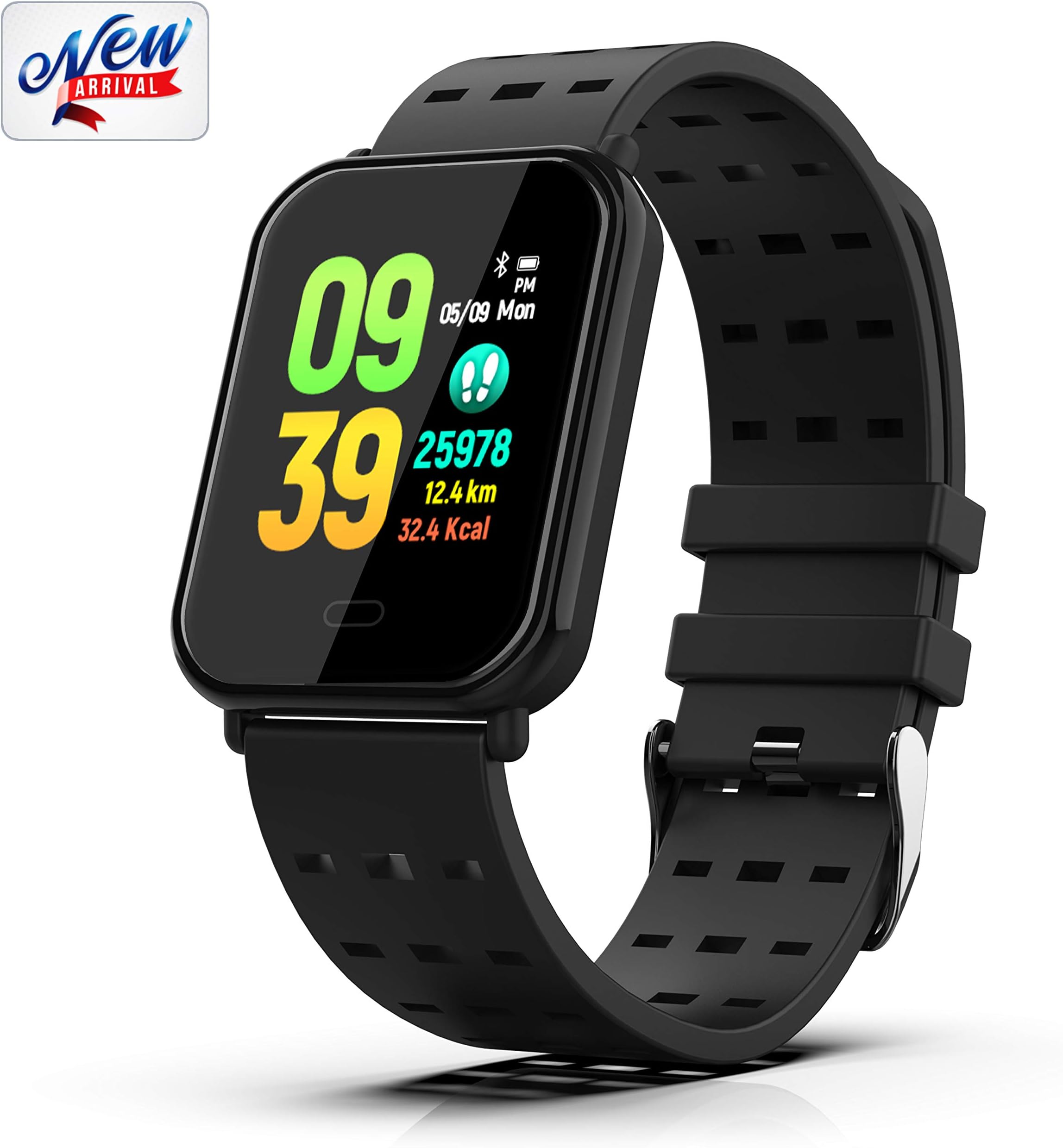 Fitness Tracker, Smart Watch Activity Tracker Bracelet with Heart Rate Monitor, Sleep Monitor, Step Counter Waterproof Pedometer, Sports Wristbands Compatible with iPhone and Android (Black)