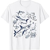 Retro Ocean Animal Wildlife Shark Fish Octopus Nature T-Shirt