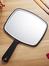 OMIRO Hand Mirror Black Plain Square Handheld Mirror with Comfortable Handle view 7
