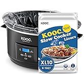 KOOC Slow Cooker Liners 14"x22" 10 Count Extra Large Size Disposable Pot Liners Christmas Cooking Bags Fit 6 qt to 10 qt Pot BPA Free Fresh Locking Seal Design