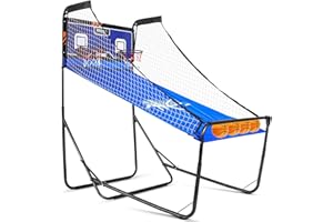 SPOYNAL Dual Shot Sport, Basketball Arcade Machine with Adjustable on Front & Back – Foldable Indoor Basketball Game for Home, Gym & Multiplayer Fun | 8 Game Modes W/ 4 Balls & LED Scoreboard and Timer