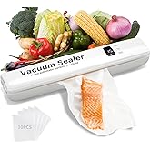 Frohsen Food Vacuum Sealer 20 Vacuum Sealer Bags, Automatic Food Vacuum Sealer, Digital Display and Independent Sealing Function