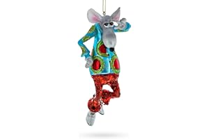BESTPYSANKY Groovy Disco Dancing Rat - Blown Glass Christmas Ornament