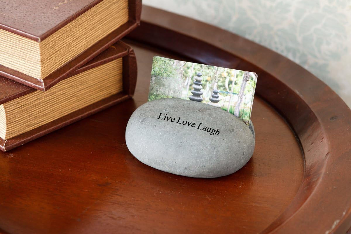 Live Love Laugh Business Card Holder Stand Engraved Stone Card Holder Unique Gift Ideas for Business