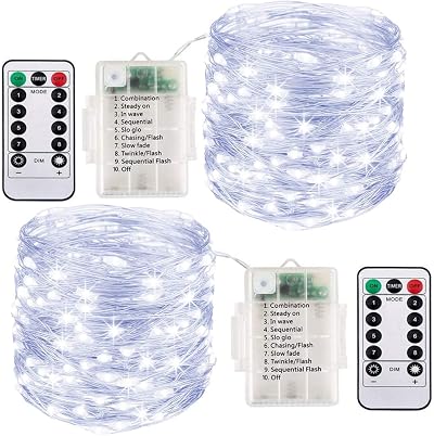 ooklee 2 Pack Battery Fairy Lights 10M 100LED Waterproof Outdoor Indoor Cool