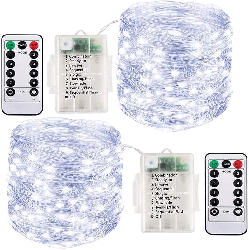 ooklee 2 Pack Battery Fairy Lights 10M 100LED Waterproof Outdoor Indoor Cool