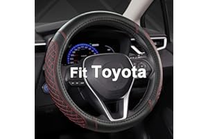 West Llama Customized Auto Car Steering Wheel Cover for Toyota Tacoma,4Runner,Tundra,Sequoia,15.5-16 inch(Diamond Quilted-Black+Red-Large Size)