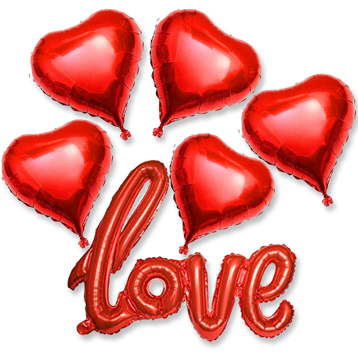 AKH® Love Letter Text Balloon with 5 Heart Balloon | Foil Balloons with a Plastic Inflating Tube | Valentines Day Love Foil Balloon Decorations Love Banner