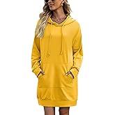 Quenteen Women Hoodies Dress Hooded Sweatshirts Dress Casual Long Sleeve Tunic Dress Oversized Sweatshirts with Pocket