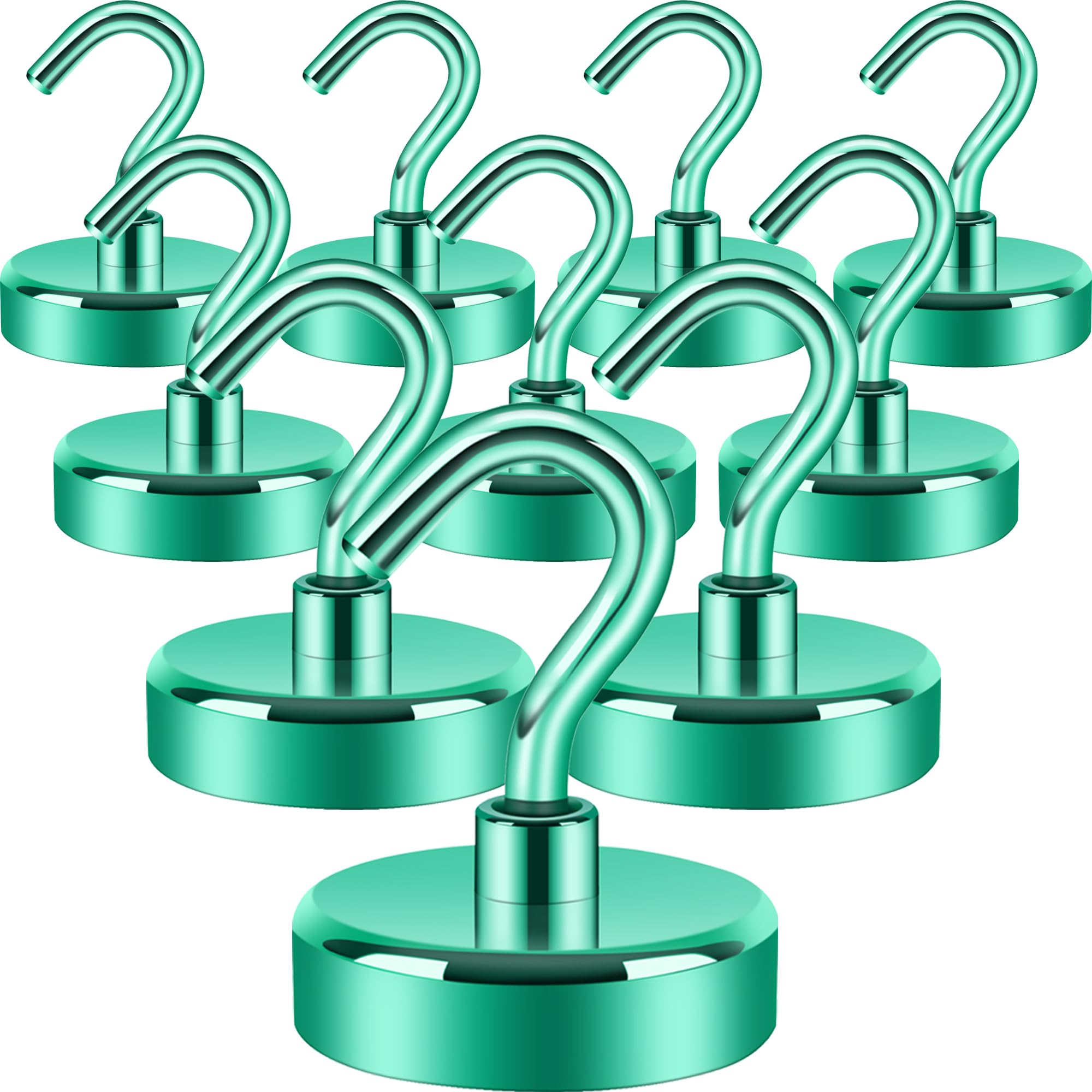 Neosmuk Magnetic Hooks, 85lb Heavy Duty, Green, 10 Pack