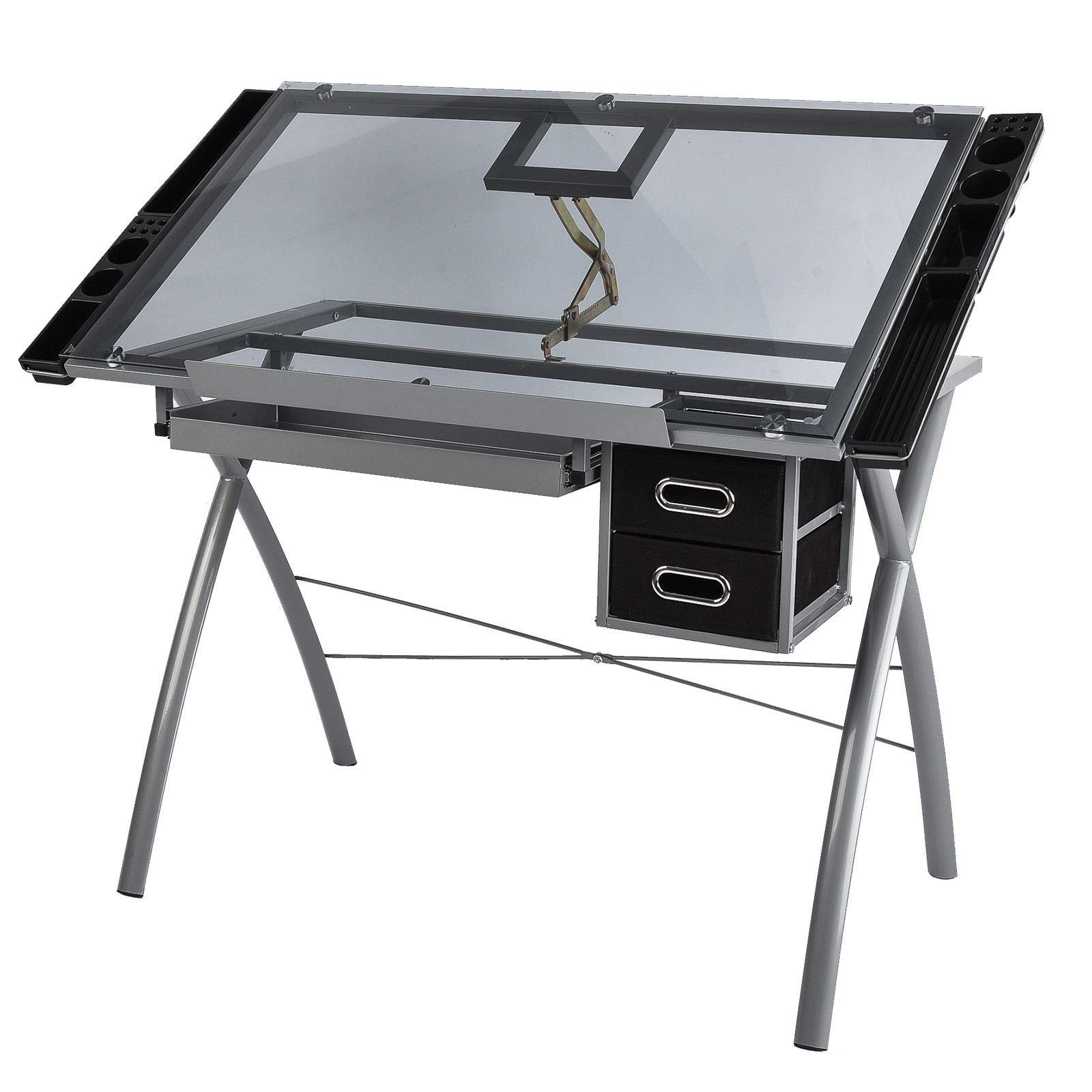 Buy MECOR Drawing Desk Tempered Glass Top Adjustable Glass Top Art