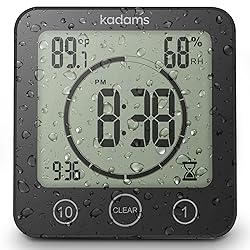 KADAMS Digital Bathroom Shower Kitchen Wall Clock