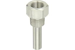 PIC Gauges TW-ST02-22S2 304 SS Standard Thermowell for Industrial Bimetal Thermometers, Stepped Style, 2-1/2" Stem Length, 1/2" NPT x 1/2" NPT, 0.260" Bore Diameter