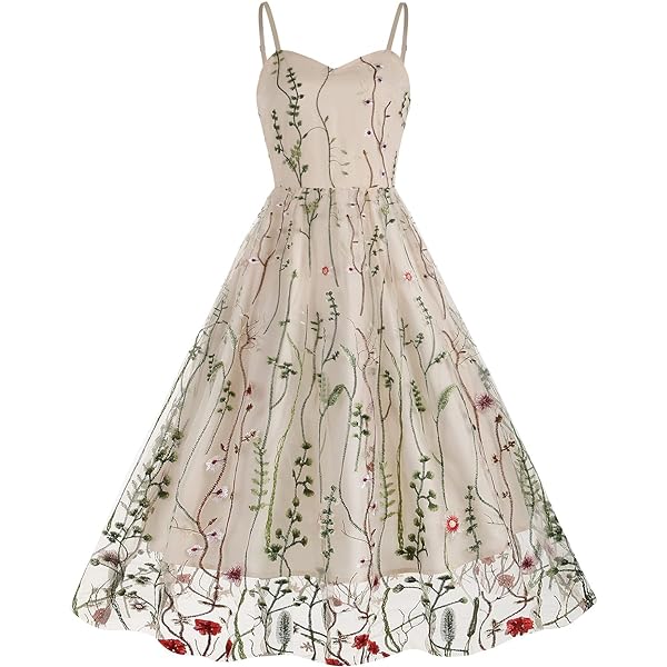 Amazon.com: Spaghetti Strap Vintage Floral Embroidered Mesh