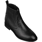 TOTO Men's Invisible Height Increasing Elevator Shoes - Black Leather Slip-on Chelsea Boots - 2.6 Inches Taller - K33092 - Size 9 D(M) US