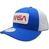 NASA Patch Trucker Caps, Worm, RYL/WHT