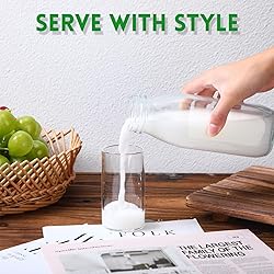 Peryiter 6 Pcs Glass Milk Bottle with Lid Reusable