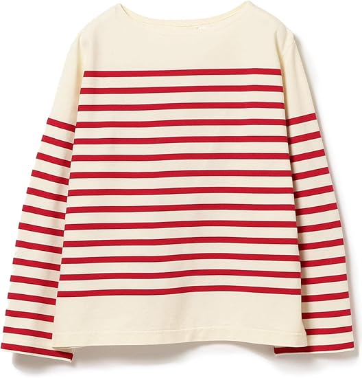 Amazon ビームスボーイ カットソー ナバルボーダー ビッグ ボートネック カットソー レディース Natural Red Tシャツ カットソー 通販