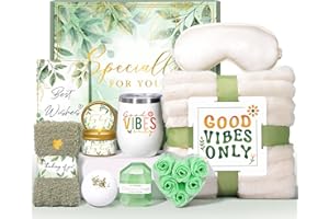 GIFTPIONEER Self Care Gifts for Women, Get Well Soon Care Package for Women w/Blanket, Relaxing Spa Baskets Birthday Gifts for Mom Her Sister Best Friend Wife Girlfriend (White)