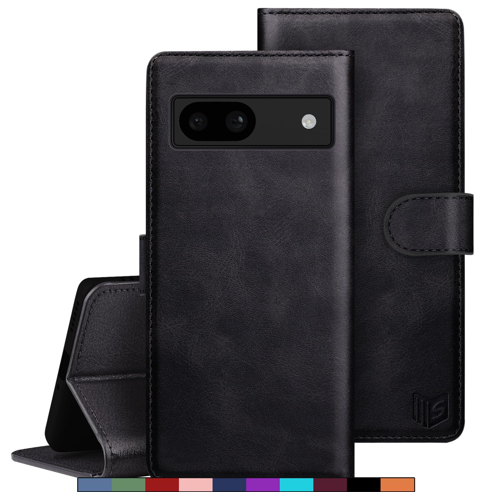 SUANPOT for Google Pixel 8A case with [Credit Card Holder][RFID Blocking],PU Leather Flip Book Protective Cover Women Men for Pixel 8A Phone case Black