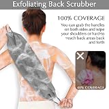 anezus Exfoliating Back Scrubber Bath Gloves Grey Set 1pc + 1pair view 4