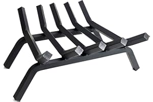 INNFINEST Fireplace Log Grate 18 inch 5 Bar Fire Grates Heavy Duty 3/4” Wide Solid Steel Indoor Chimney Hearth Outdoor Fire Place Kindling Tool Pit Wrought Iron Wood Stove Firewood Burning Rack Holder