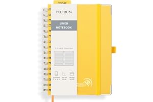 POPRUN Lined Spiral Journal Notebook [A5-5.75'' x 8.25''] - 120 GSM Thick Paper, 141 Numbered Pages, College Ruled Notebook f